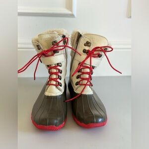 Sperry shearling wool lined leather rubber duck boot with grip soles - size 7